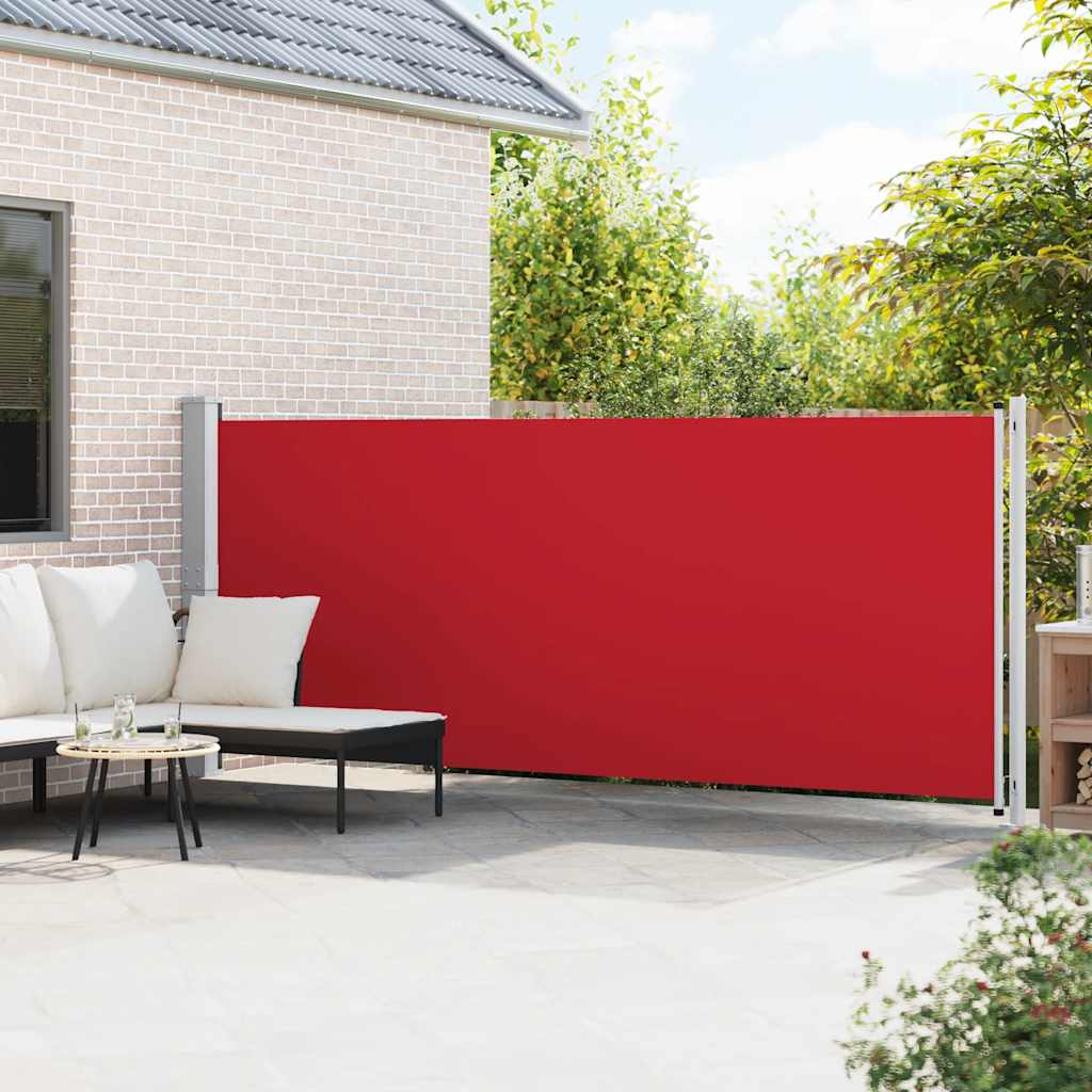 Retractable side patio awning, red, 600x160cm