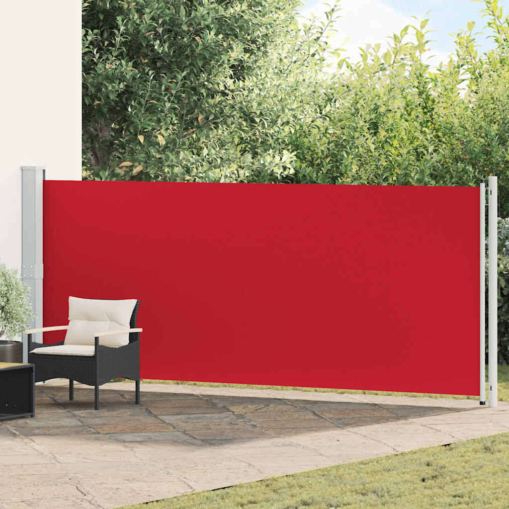 Retractable side patio awning, red, 600x160cm