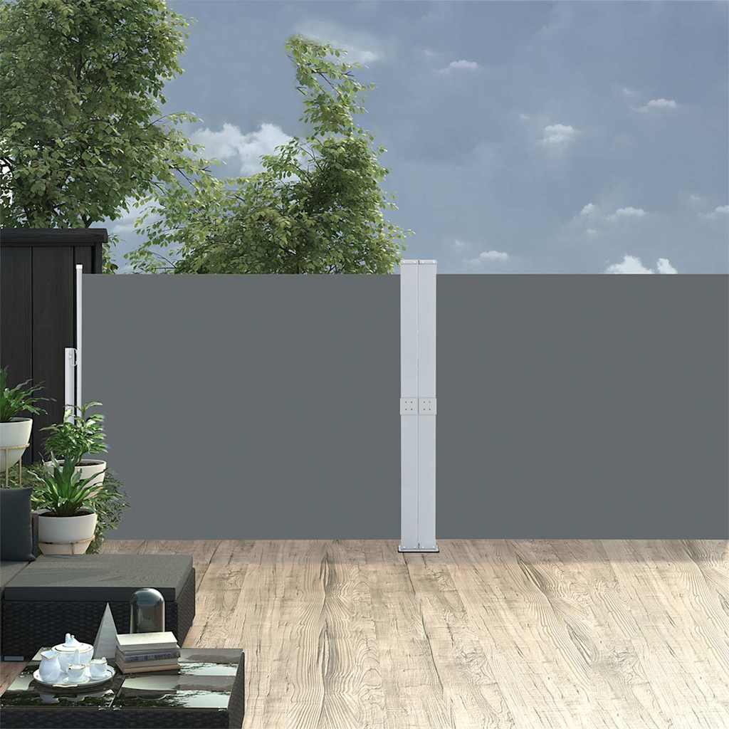 Ištraukiama šoninė kiemo pertvara, antracito, 140x1200cm