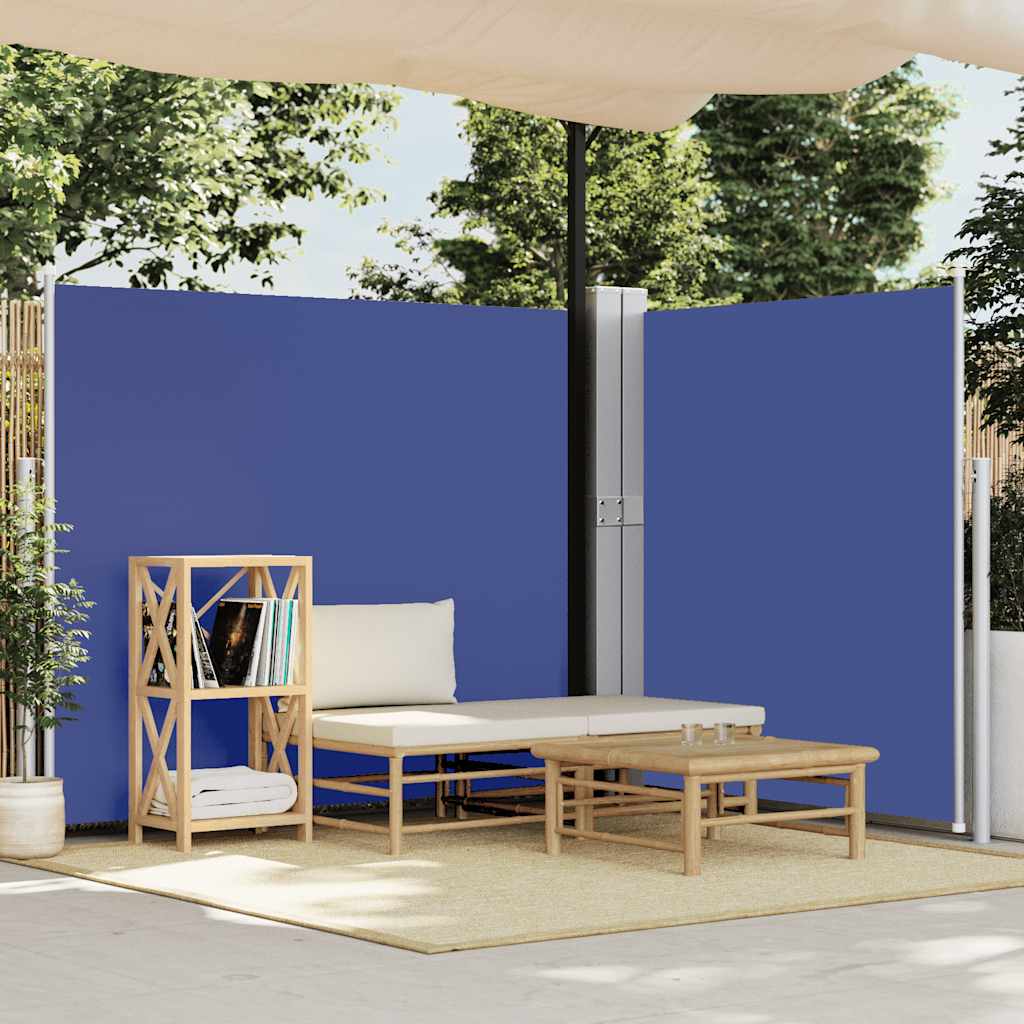 Retractable side awning, blue, 170x1200cm