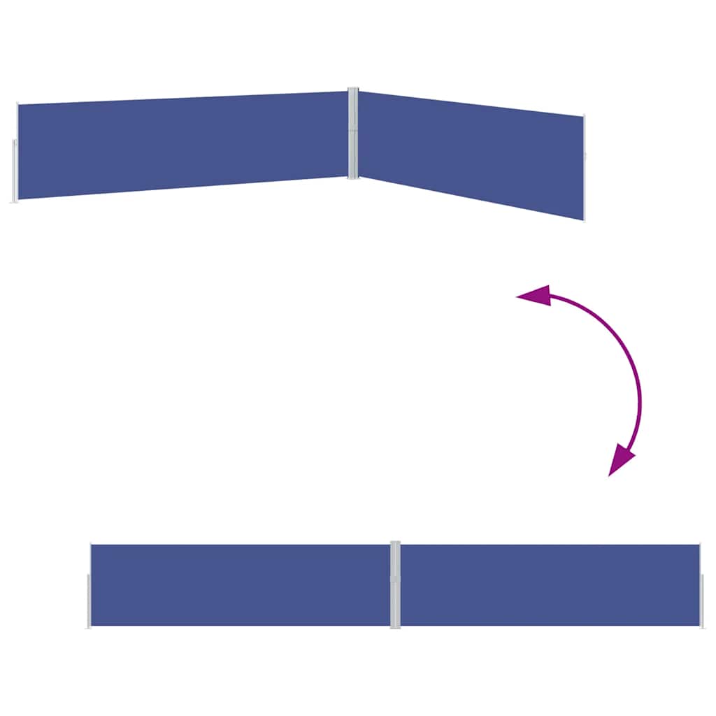 Retractable side awning, blue, 170x1200cm
