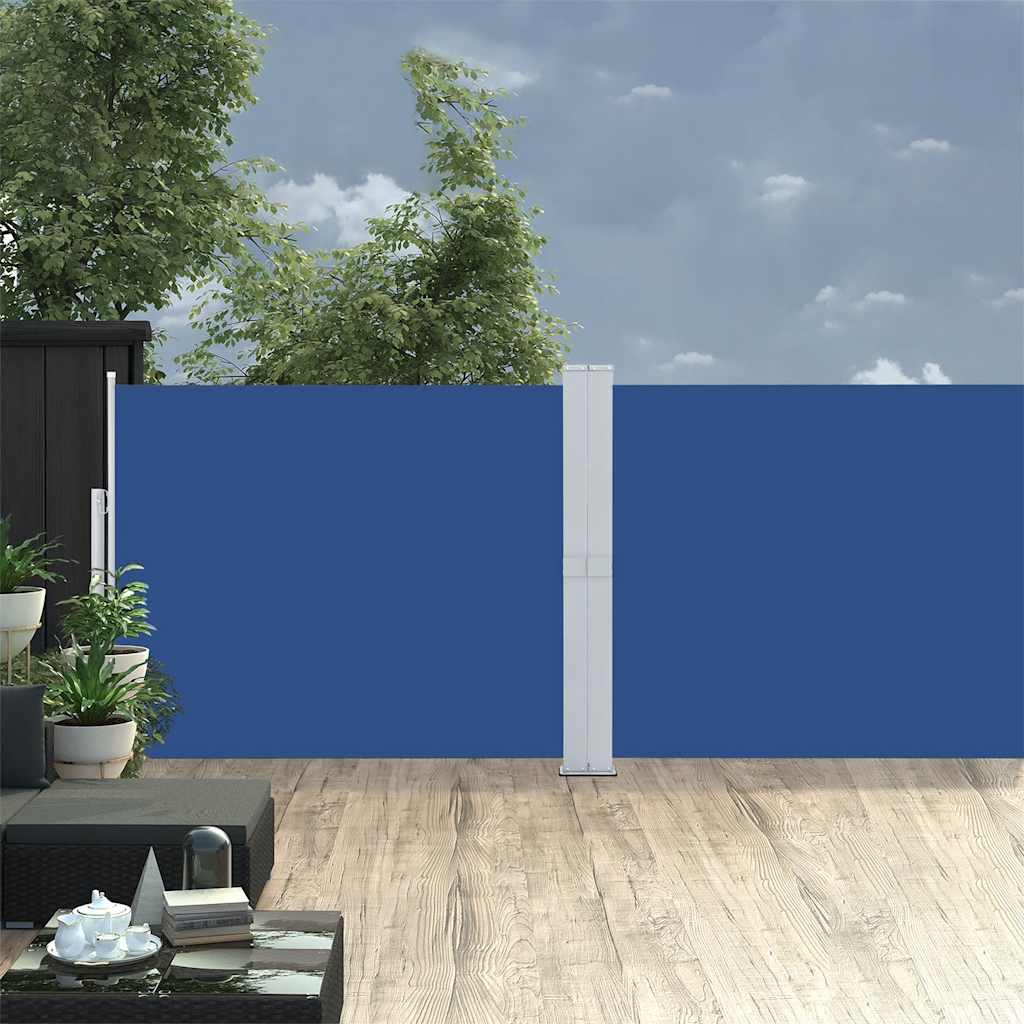 Retractable side awning, blue, 170x1200cm