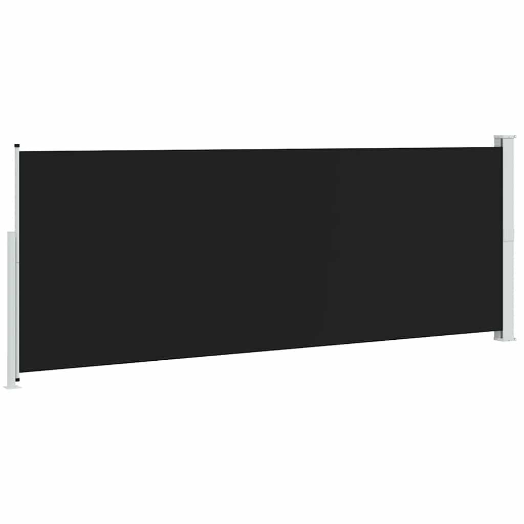 Ištraukiama šoninė kiemo pertvara, juodos spalvos, 180x500cm
