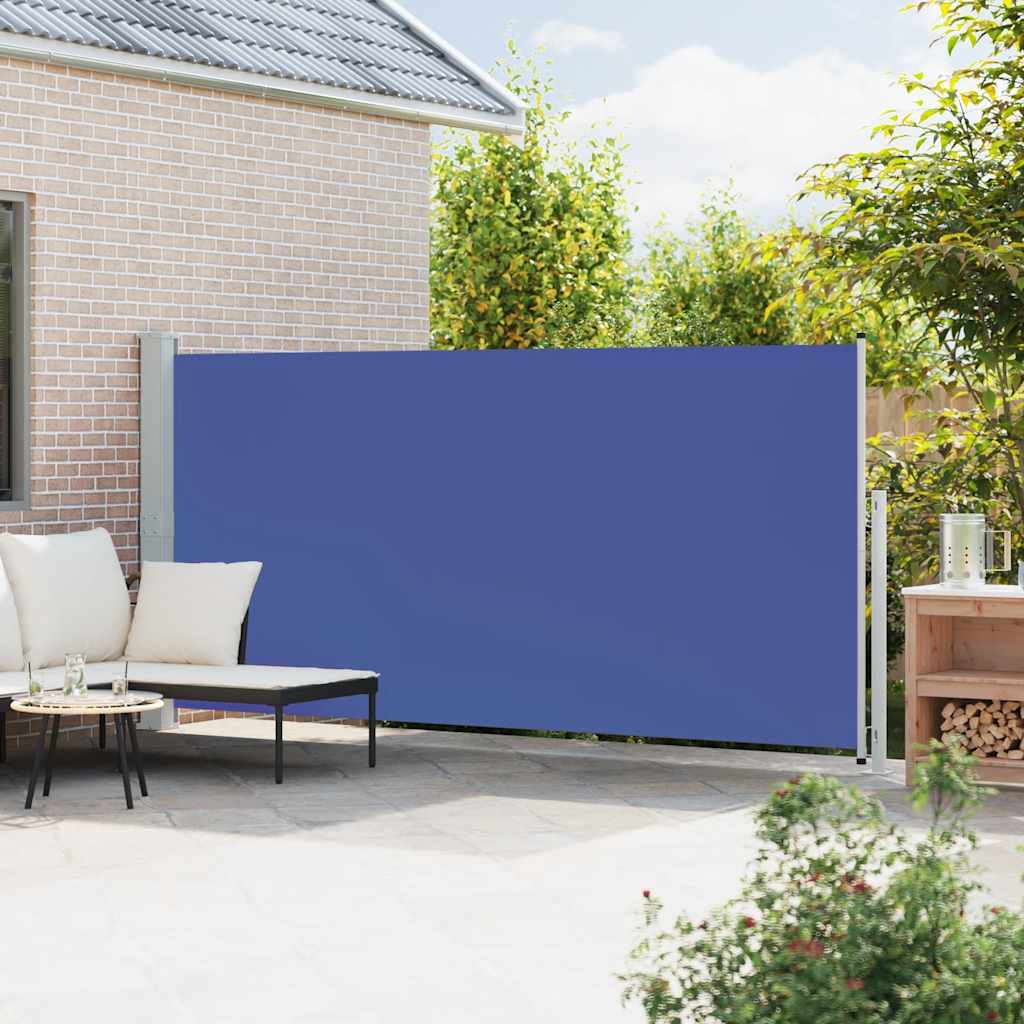 Ištraukiama šoninė kiemo pertvara, mėlynos spalvos, 180x500cm
