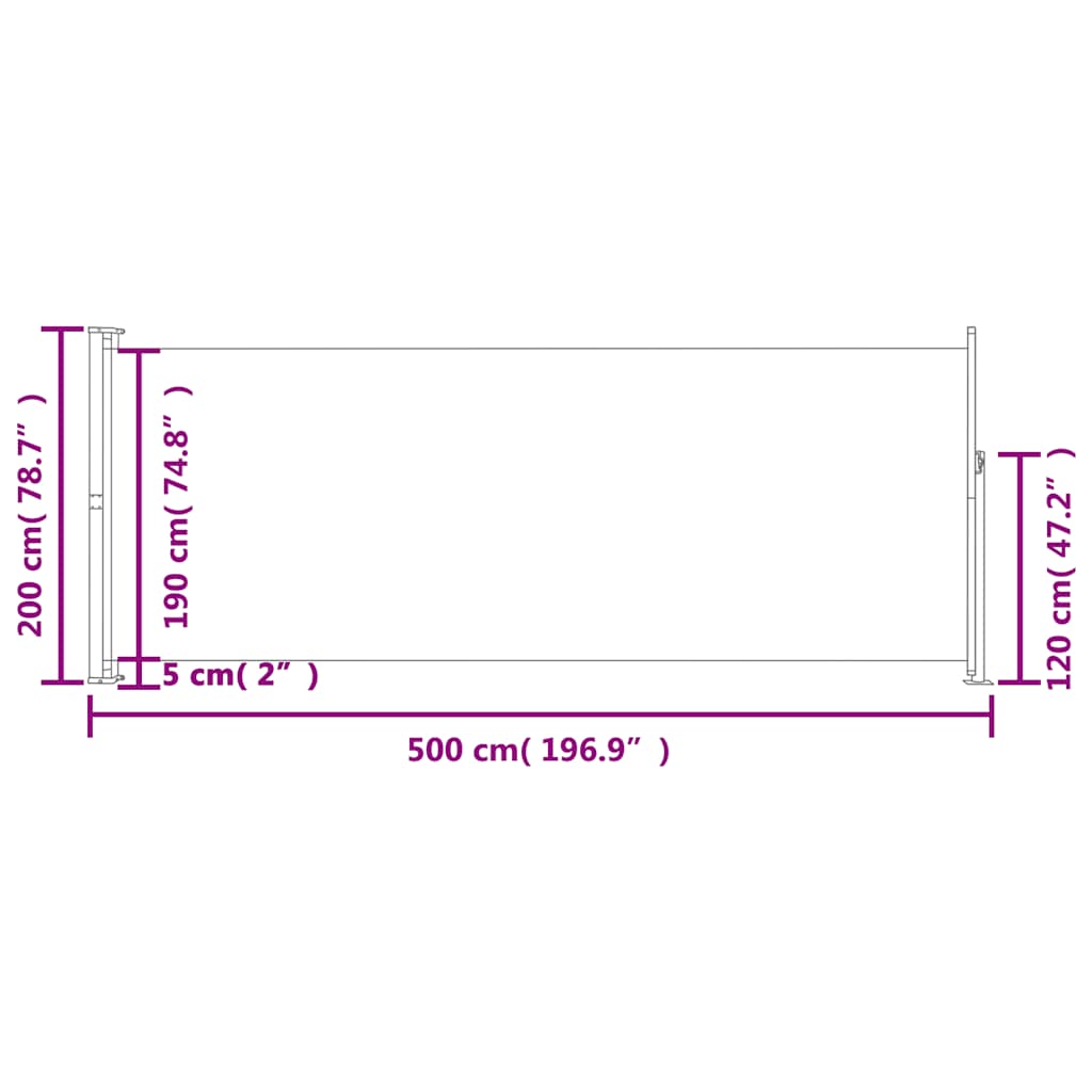 Izvelkams sānu pagalma ekrāns, krēmkrāsas, 200x500cm