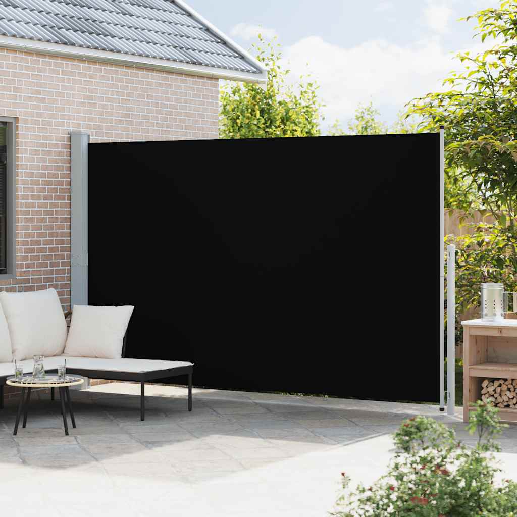 Izvelkama sāna pagalma siena, melna, 220x500cm
