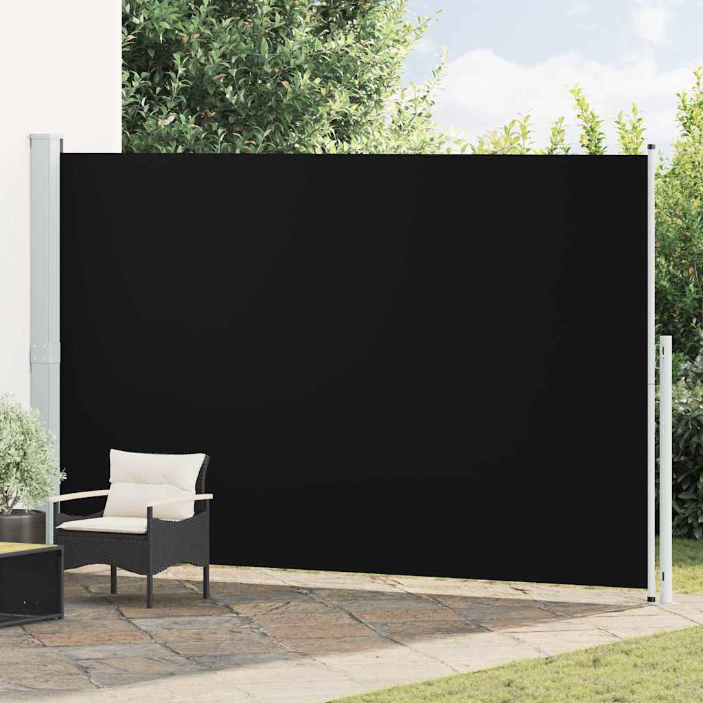 Izvelkama sāna pagalma siena, melna, 220x500cm