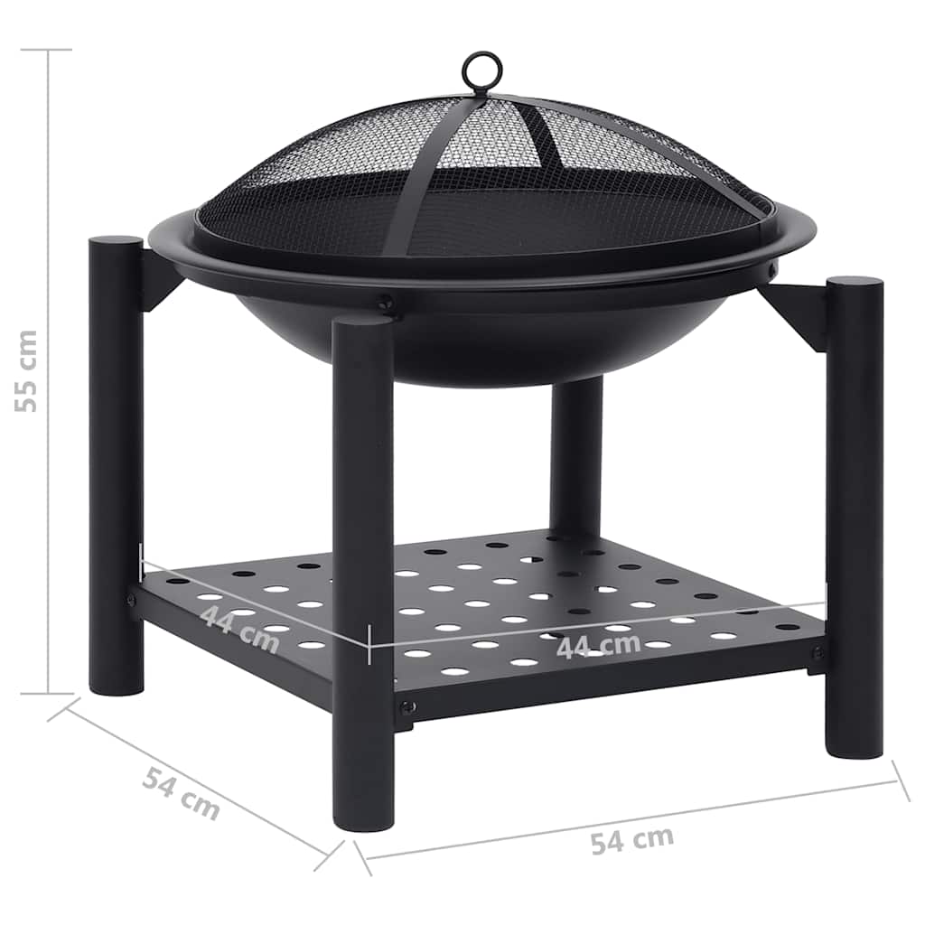 Fire pit with poker, 54x54x55cm, steel