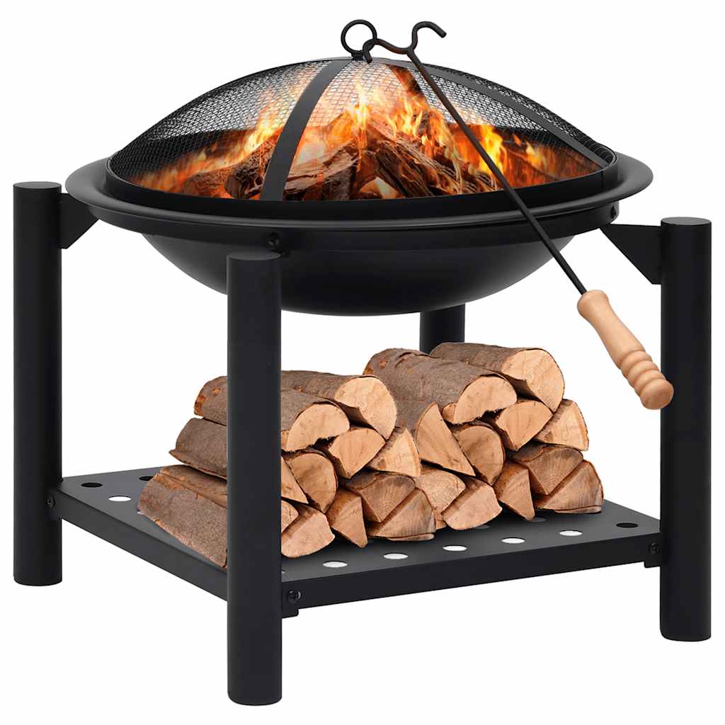 Fire pit with poker, 54x54x55cm, steel