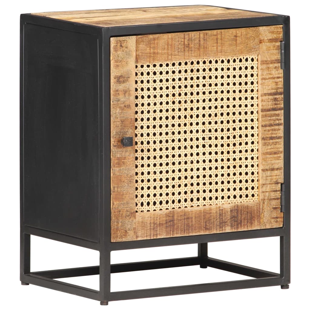 Bedside cabinet, 40x30x50cm, raw mango wood/cane