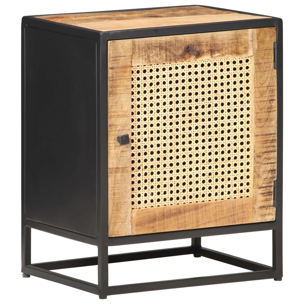 Bedside cabinet, 40x30x50cm, raw mango wood/cane