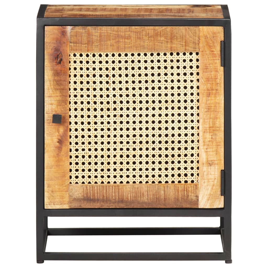 Bedside cabinet, 40x30x50cm, raw mango wood/cane
