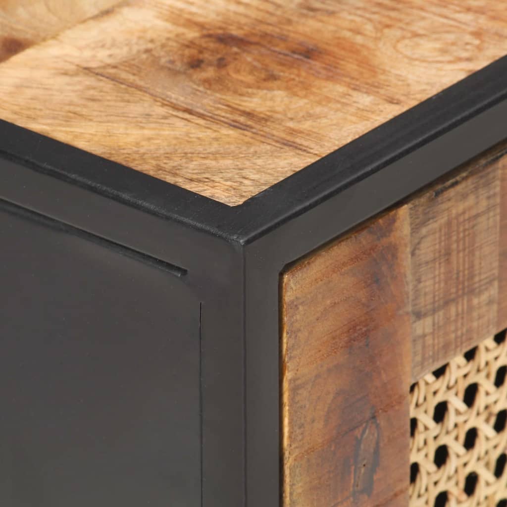 Bedside cabinet, 40x30x50cm, raw mango wood/cane