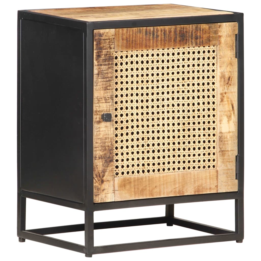 Bedside cabinet, 40x30x50cm, raw mango wood/cane