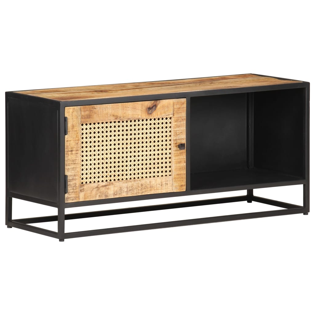 TV cabinet, 90x30x40cm, mango wood and reed