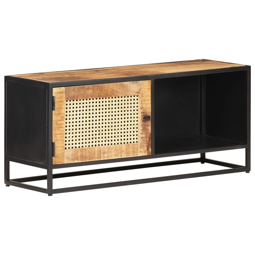 TV cabinet, 90x30x40cm, mango wood and reed