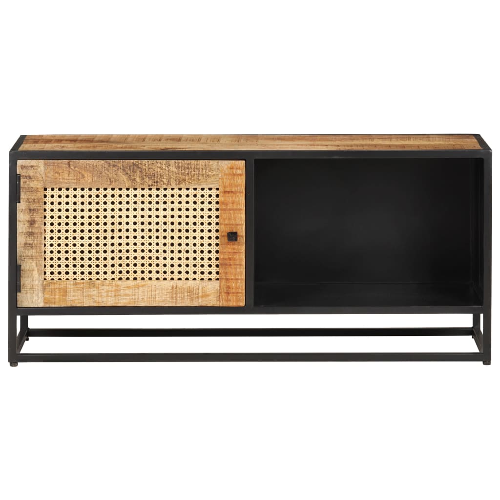 TV cabinet, 90x30x40cm, mango wood and reed
