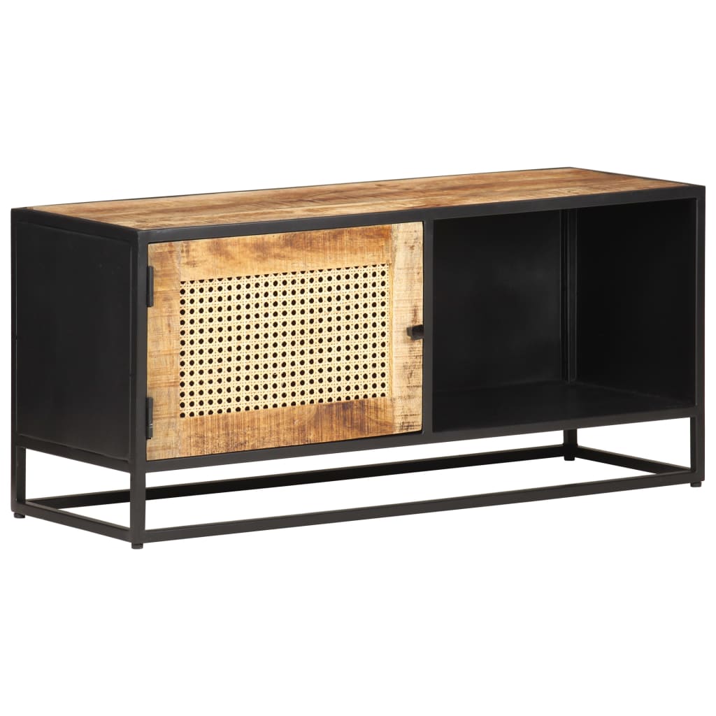 TV cabinet, 90x30x40cm, mango wood and reed