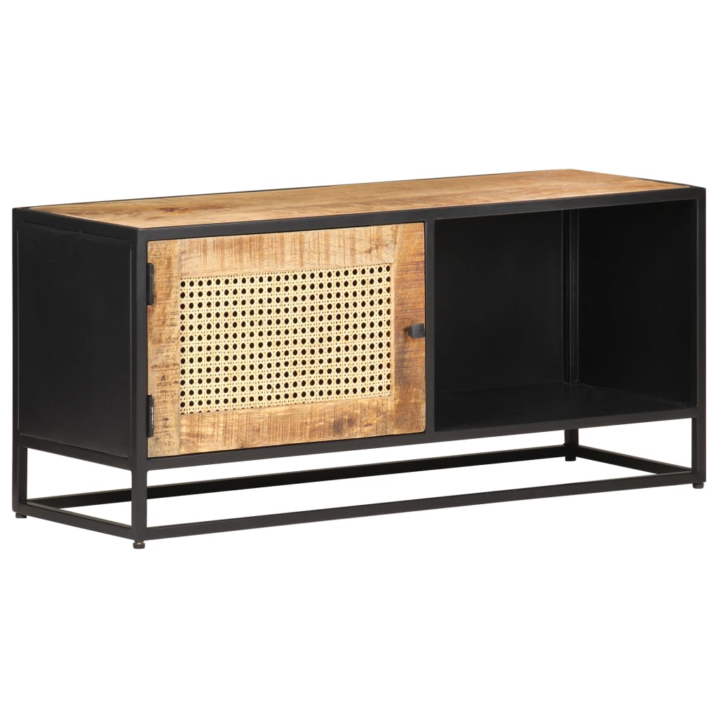 TV cabinet, 90x30x40cm, mango wood and reed