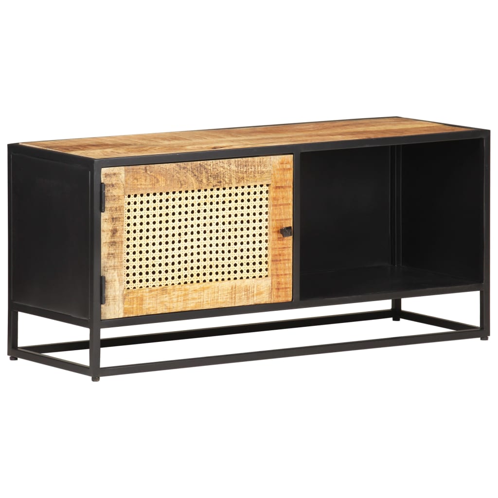 TV cabinet, 90x30x40cm, mango wood and reed