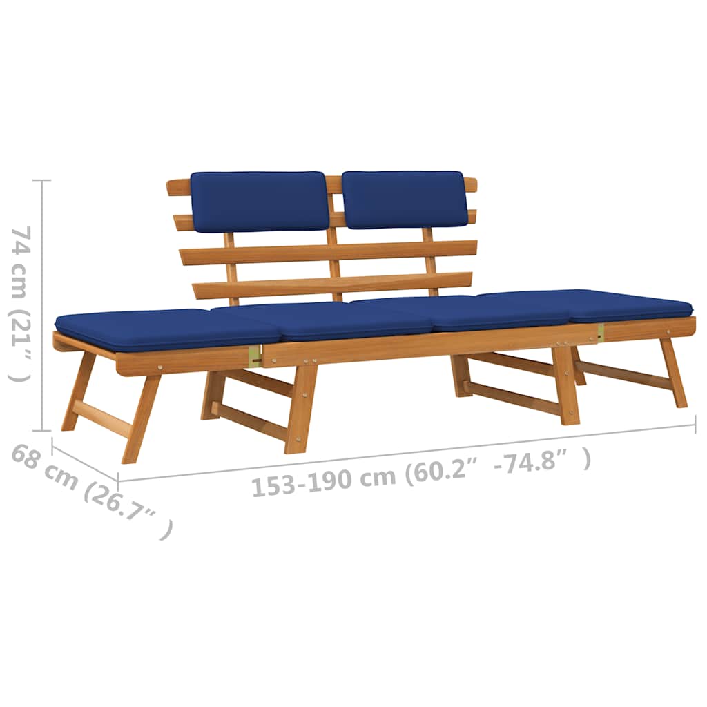 Sodo suoliukas su pagalvėlėmis, 190cm, akacijos masyvas