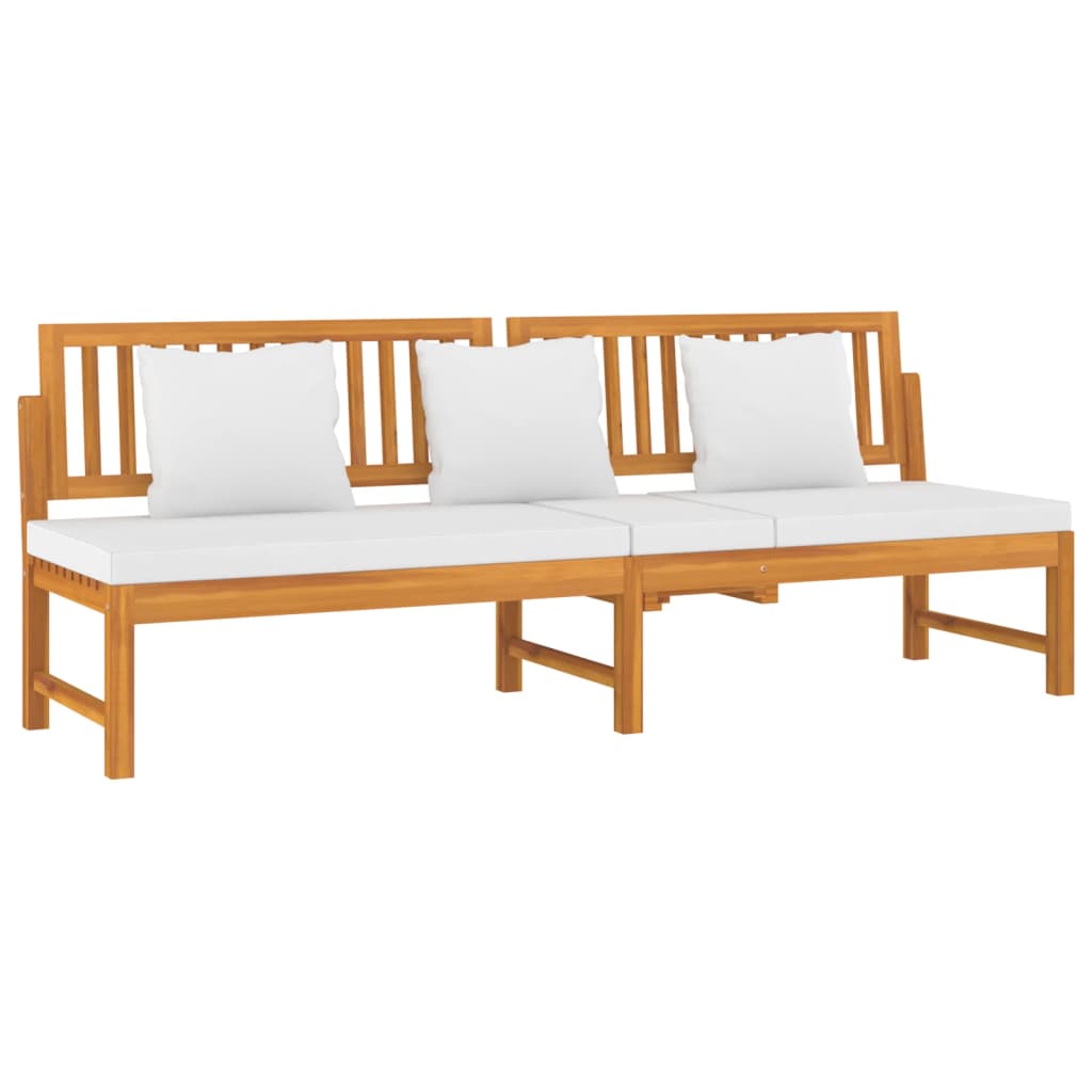 Sofa su kreminėmis pagalvėlėmis, 200x60x75cm, akacijos masyvas