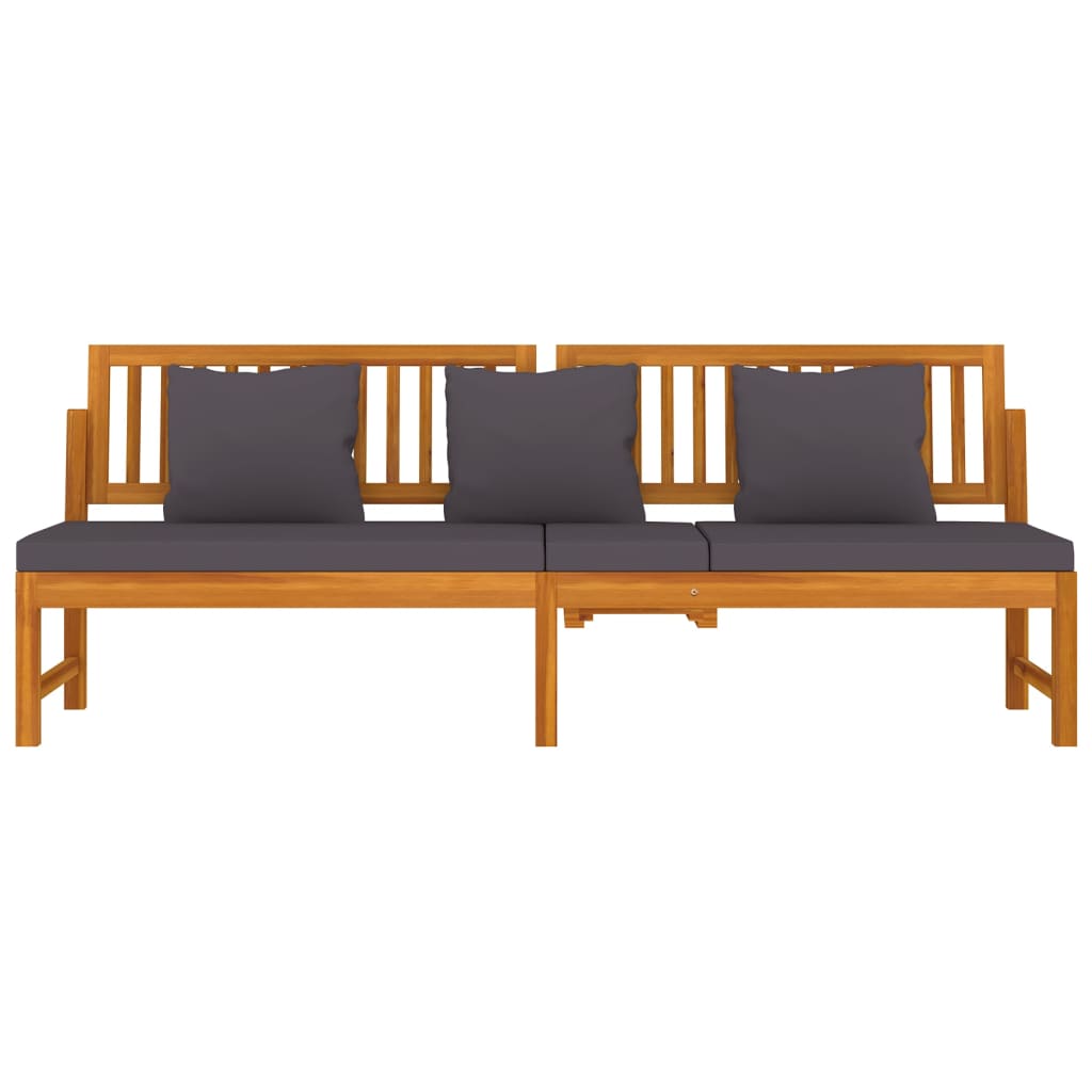 Sofa su pilkomis pagalvėlėmis, 200x60x75cm, akacijos masyvas