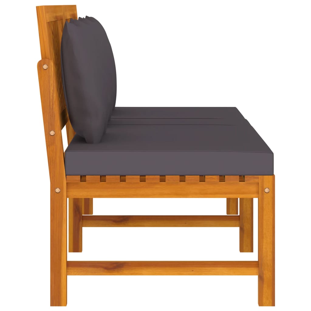 Sofa su pilkomis pagalvėlėmis, 200x60x75cm, akacijos masyvas
