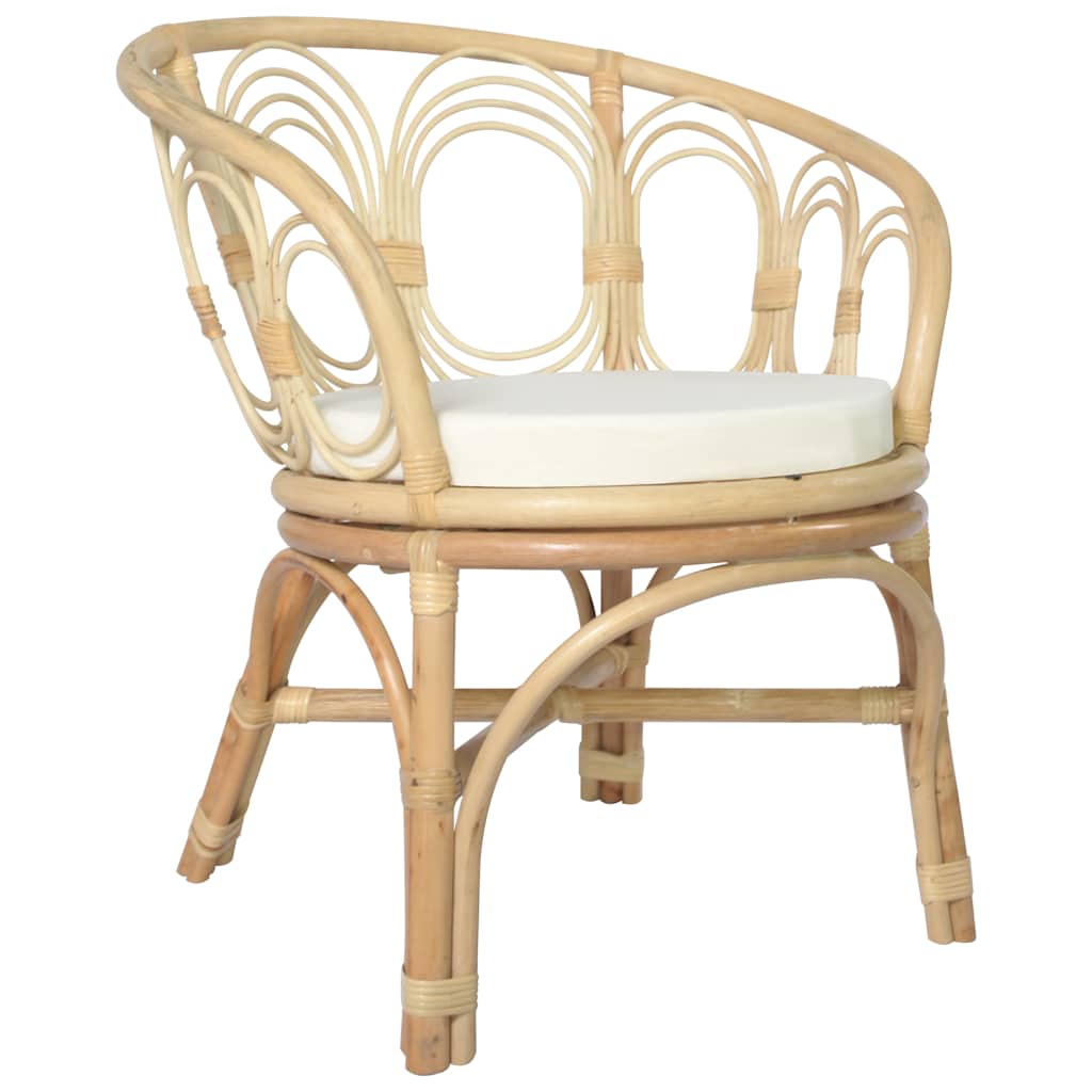Dining chair with cushion, natural rattan and linen
