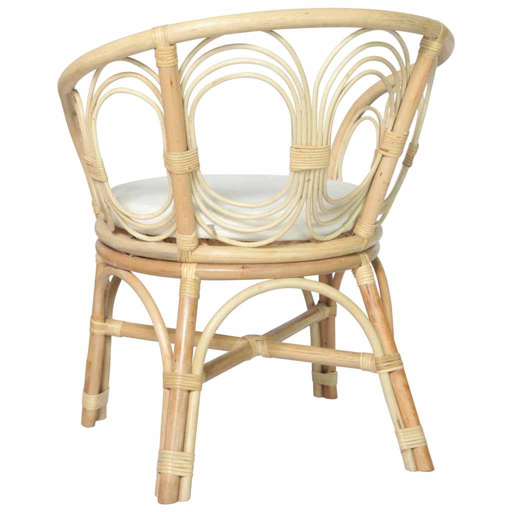 Dining chair with cushion, natural rattan and linen