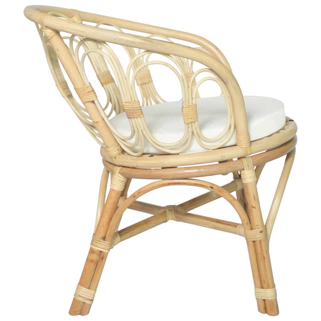 Dining chair with cushion, natural rattan and linen