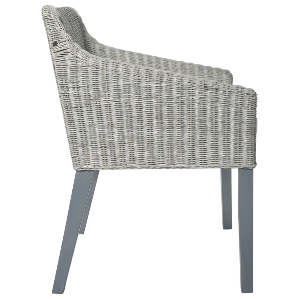 Dining chair with cushion, grey, natural rattan