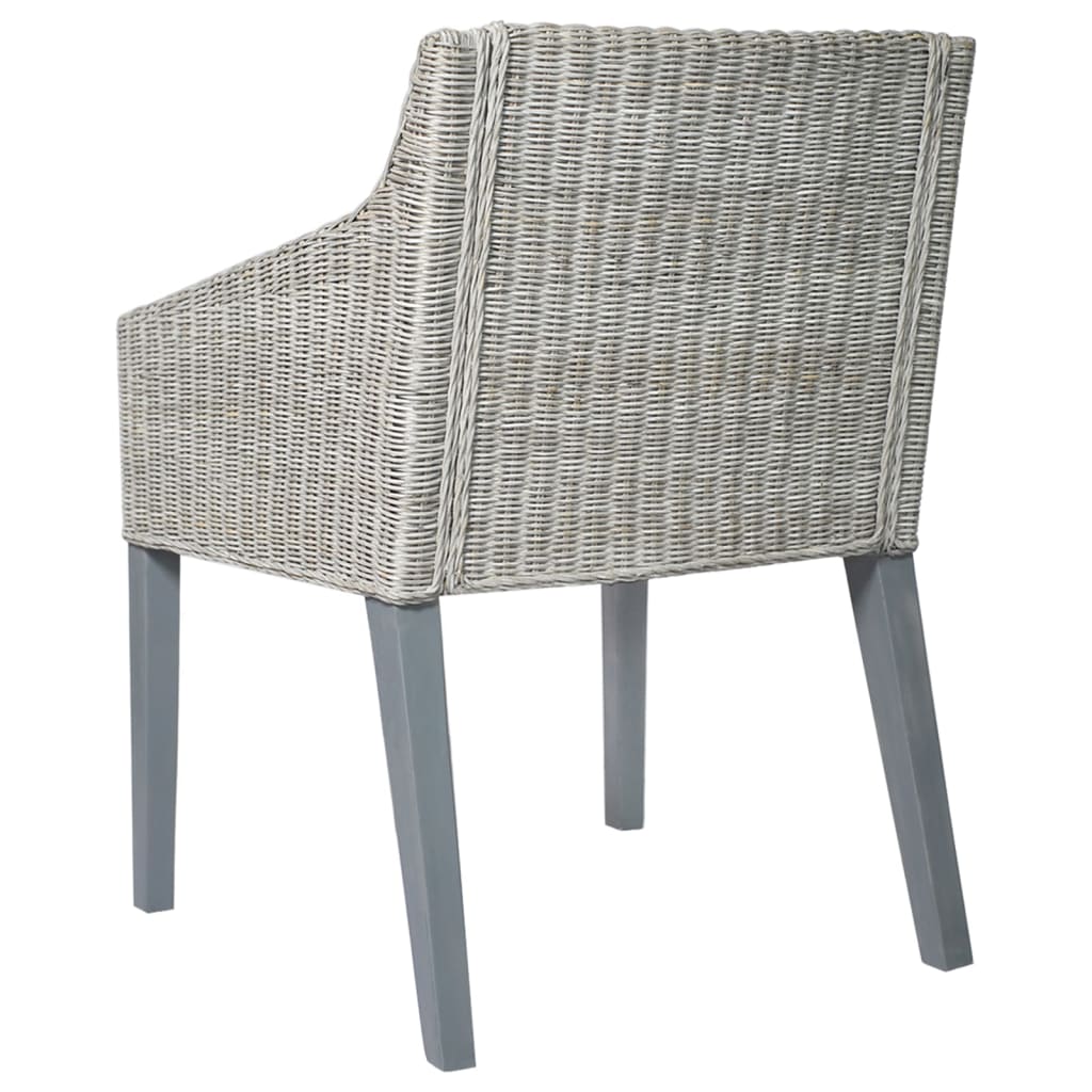 Dining chair with cushion, grey, natural rattan