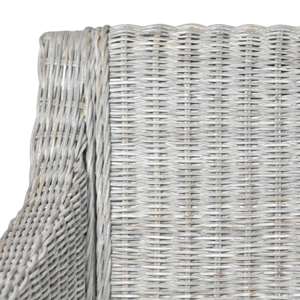 Dining chair with cushion, grey, natural rattan