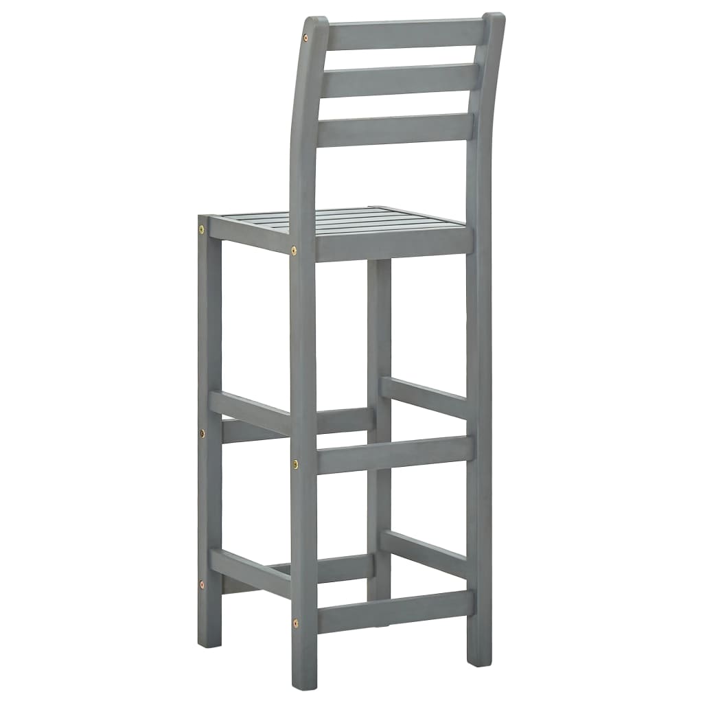 Bar stools, 4 pcs, grey, solid acacia wood