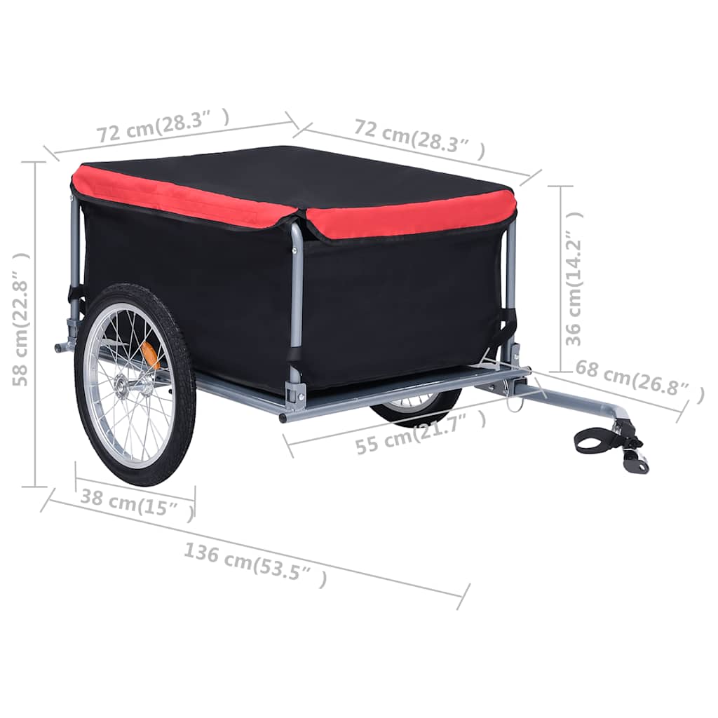 Bicycle trailer, black and red, 65kg