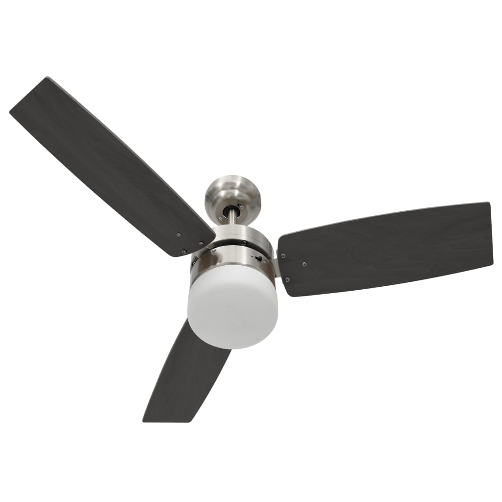 Lubinis ventiliatorius su apšvietimu ir pulteliu, rudas, 108cm