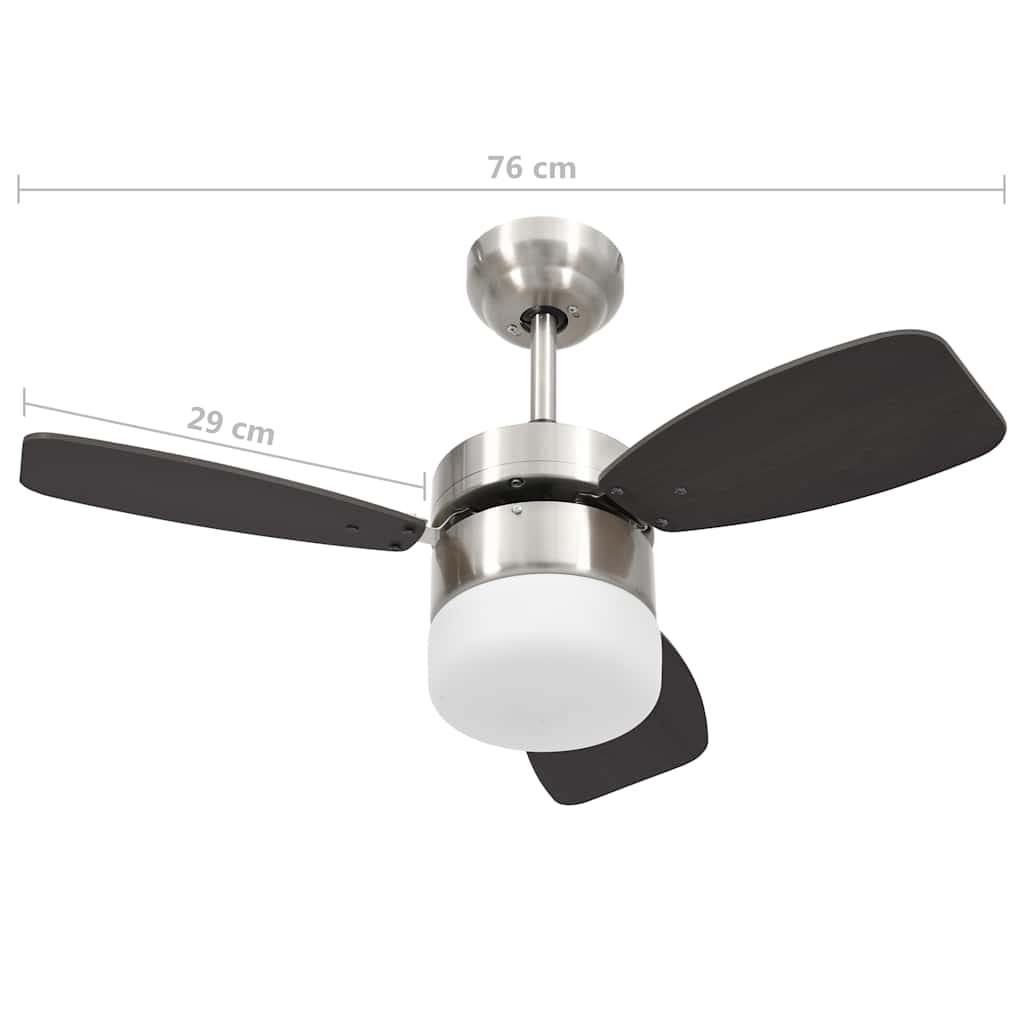 Lubinis ventiliatorius su apšvietimu ir pulteliu, rudas, 76cm
