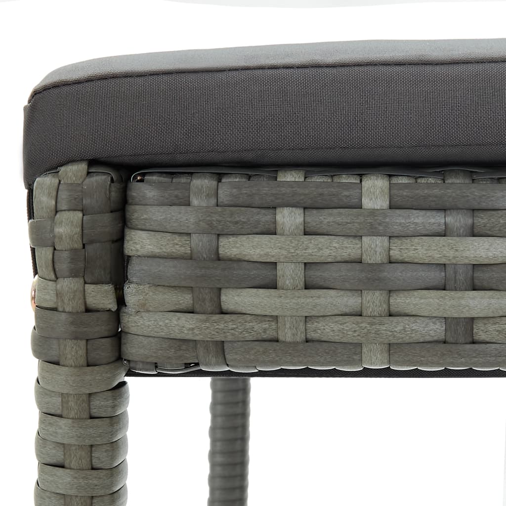 Garden Bar Stools with Cushions, 2 pcs., Grey, Poly Rattan