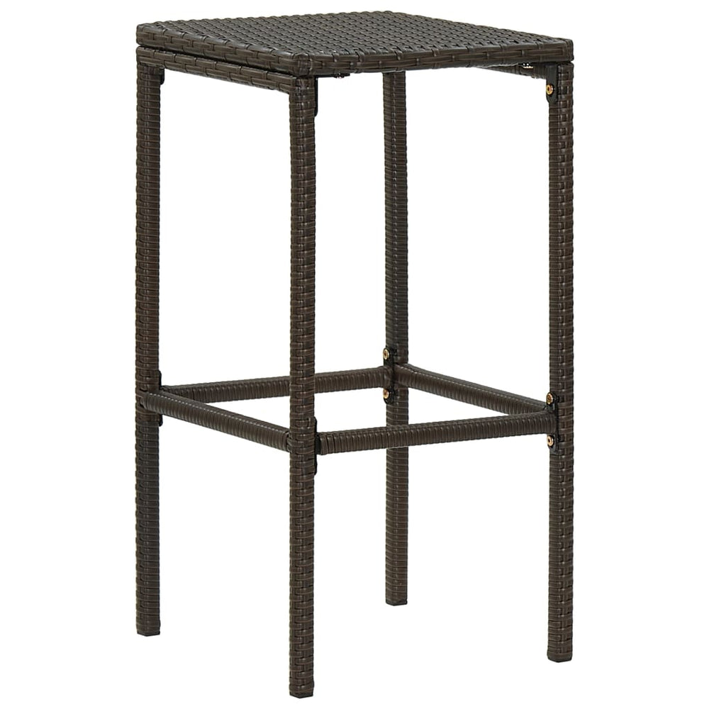 Bar stools with cushions, 3 pcs, brown, poly rattan