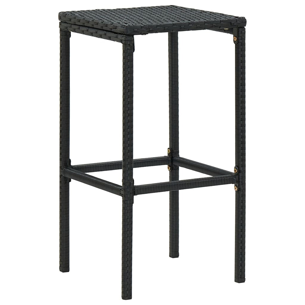 Bar stools with cushions, 3 pcs., black, poly rattan