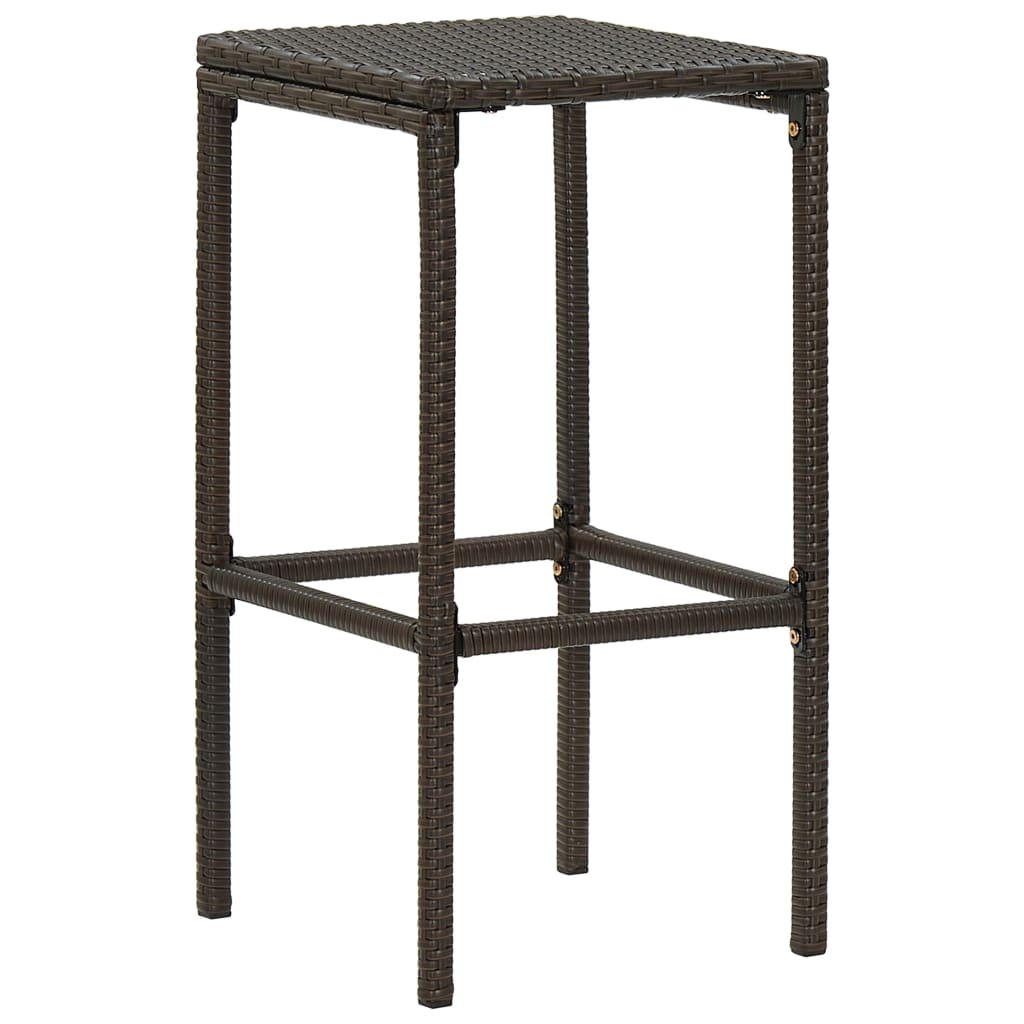Bar Stools with Cushions, 4 pcs, Brown, Poly Rattan