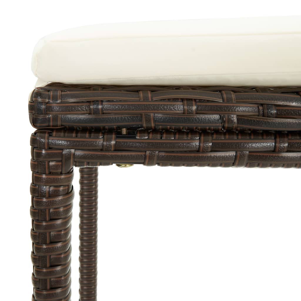 Bar Stools with Cushions, 4 pcs, Brown, Poly Rattan