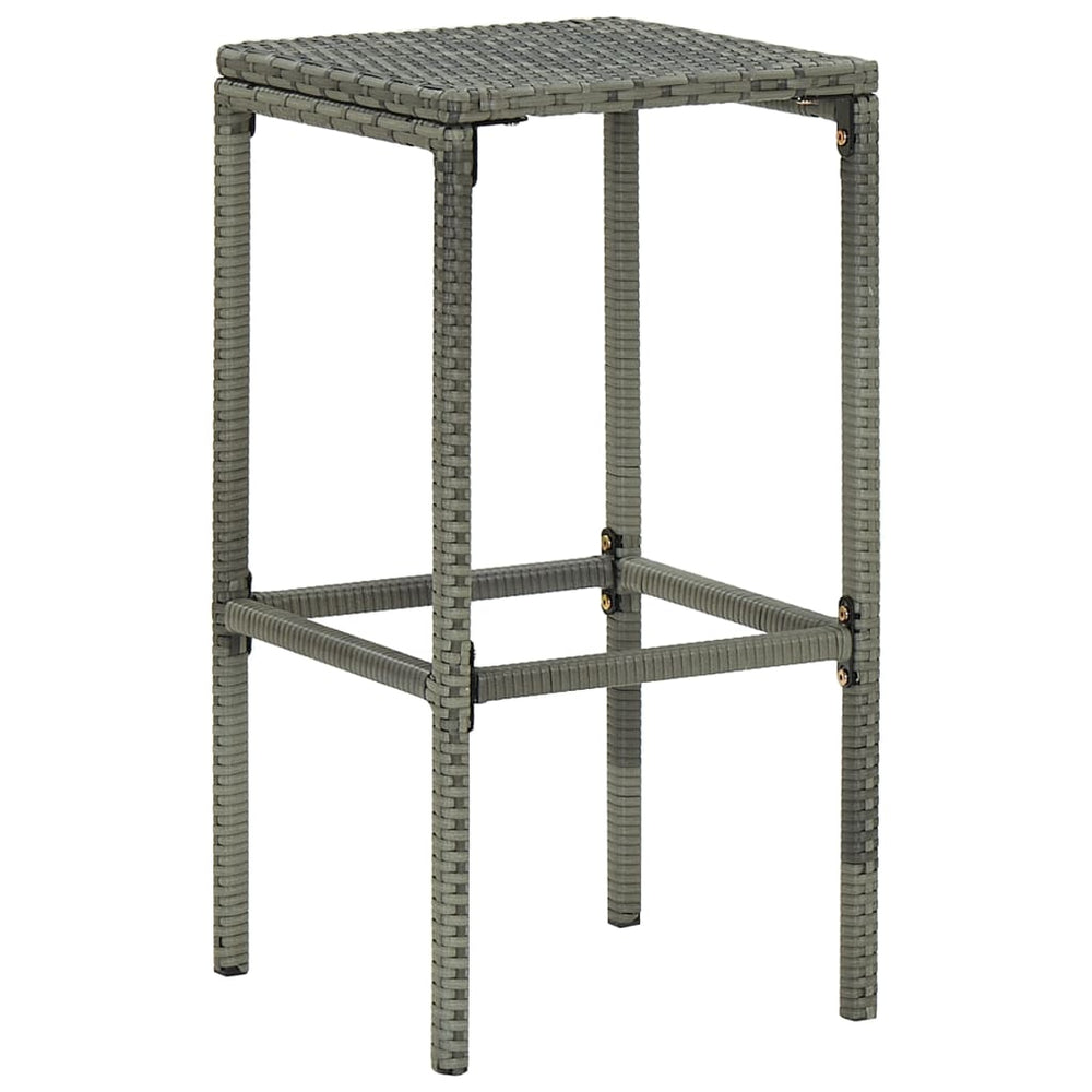 Bar stools with cushions, 4 pcs., grey, poly rattan