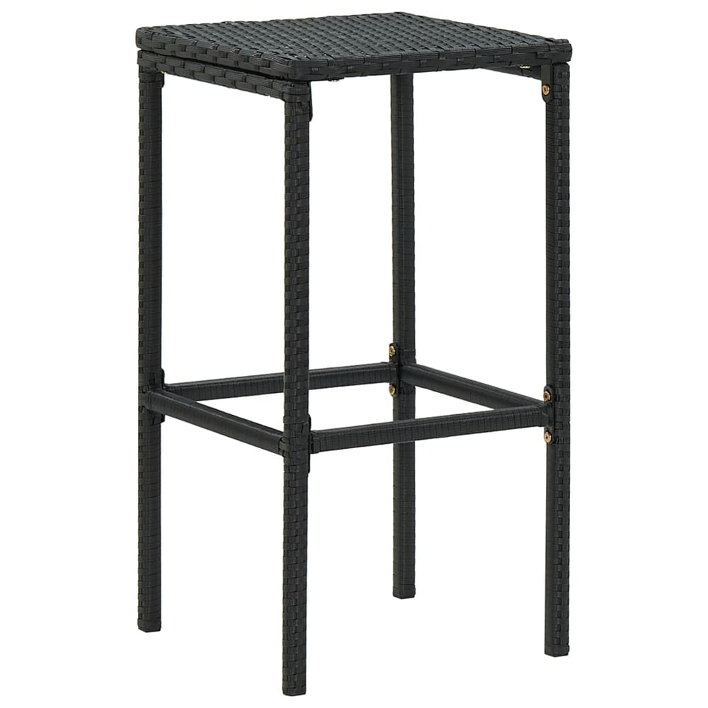 Bar stools with cushions, 6 pcs, black, poly rattan