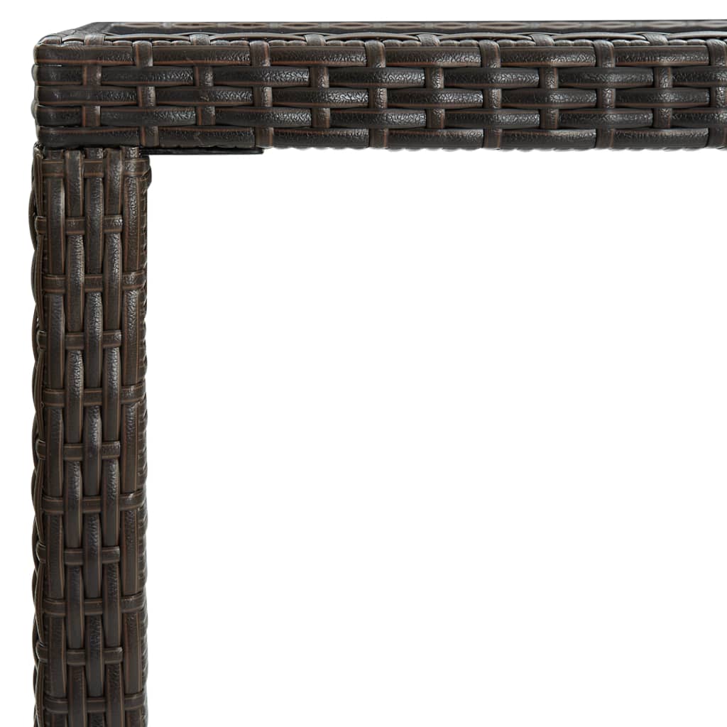 Sodo baro stalas, rudas, 130x60x110cm, poliratanas ir stiklas