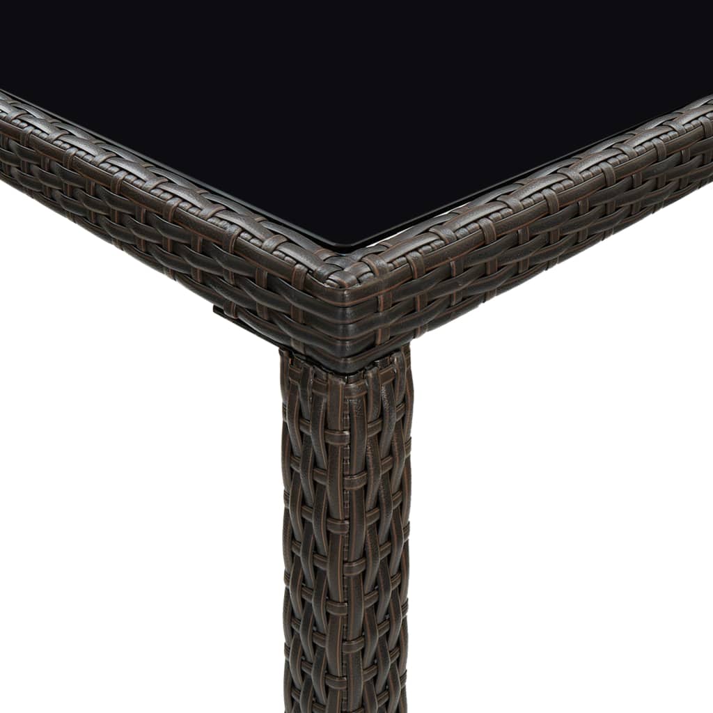 Sodo baro stalas, rudas, 130x60x110cm, poliratanas ir stiklas