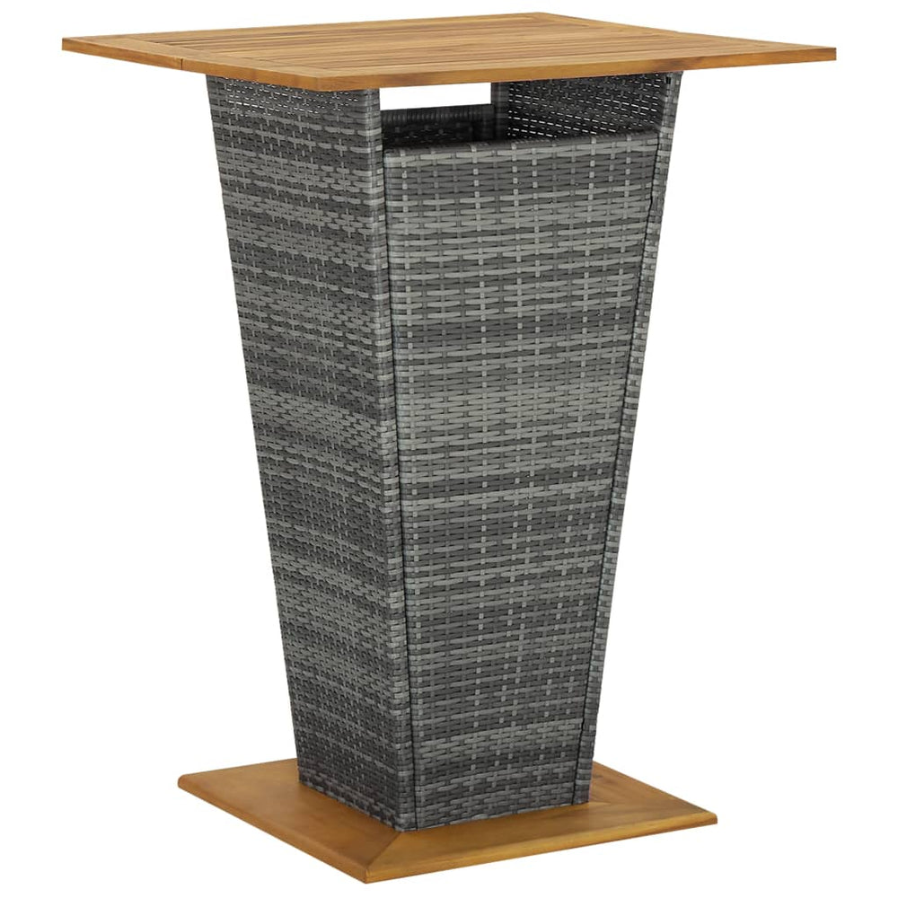 Bar table, grey, 80x80x110cm, polyrattan and acacia