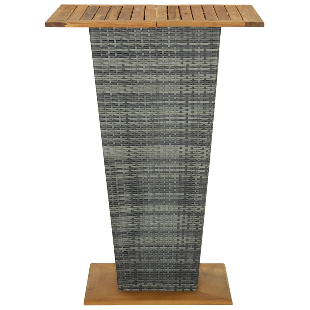 Bar table, grey, 80x80x110cm, polyrattan and acacia