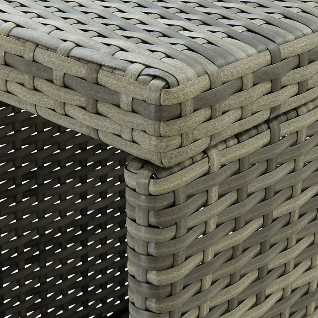 Bar Table with Shelf, Grey, 120x60x110cm, Poly Rattan